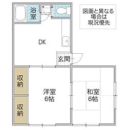 セキネコーポB 2DKの間取図画像