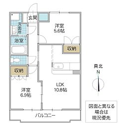 フォレストヴィラ 2階2LDKの間取り