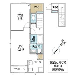 フランアンジュVII 1LDKの間取図画像
