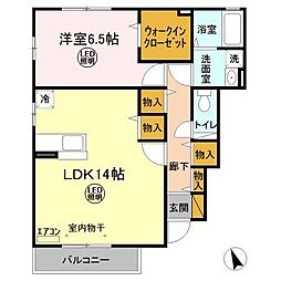 ベル テール A棟 1階1LDKの間取り