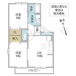 コンフォール A棟 3階2LDKの間取り