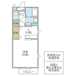 シエルメゾン A棟 2階ワンルームの間取り