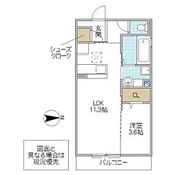 プラムマハール 1階1LDKの間取り