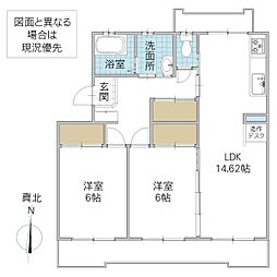 パークテラス長堀 8号館 3階2LDKの間取り
