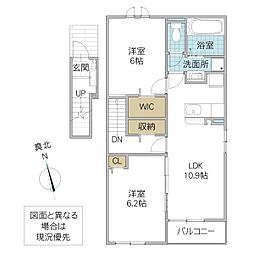 アイリス B 2階2LDKの間取り
