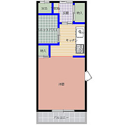 ヒルズ自由ヶ丘 3階ワンルームの間取り