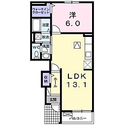 ツインスター 1階1LDKの間取り