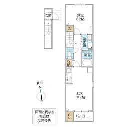 crescendo 2階1LDKの間取り