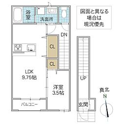 レーガベーネ東大島 2階1LDKの間取り