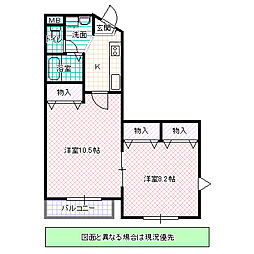 ウィステリア アカス 301号室 3階2Kの間取り