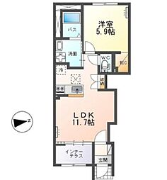 Front Is land II (フロントアイランド II) 1階1LDKの間取り