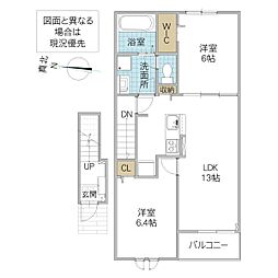 シエルエトワール 2階2LDKの間取り