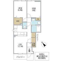リヴァージュA 2LDKの間取図画像