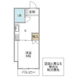 グランヒルズ備前町 1Kの間取図画像