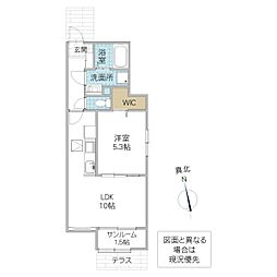 クラール K 1階1LDKの間取り