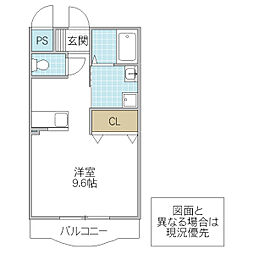 WoodHillひたち野 ワンルームの間取図画像
