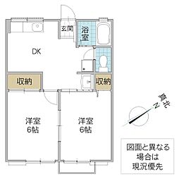 マルマツハウス 2DKの間取図画像