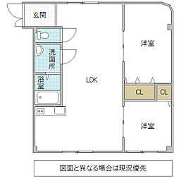 ほしいもビル 2LDKの間取図画像