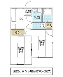 柳橋コーポ 2DKの間取図画像