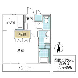 エスポワール 1Kの間取図画像