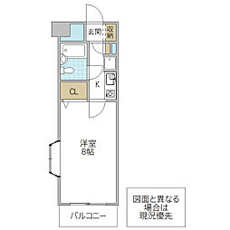 フローラ姫子 1Kの間取図画像