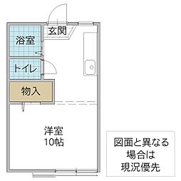 エールハイツ ワンルームの間取図画像