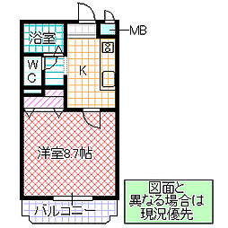 フォーライフヴィラ水戸 1Kの間取図画像
