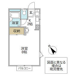 松山ハイツB ワンルームの間取図画像