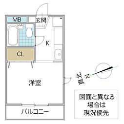 シティハウス栄町 ワンルームの間取図画像