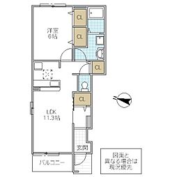 グランデサウスM 1LDKの間取図画像