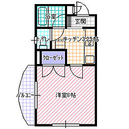 フォーライフ栄町 1Kの間取図画像