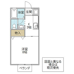 ルミエール青柳 1Kの間取図画像