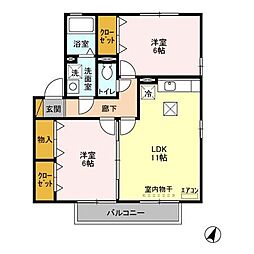 ロイヤルパークヒメコE 2LDKの間取図画像
