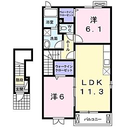 プラーナA 2LDKの間取図画像