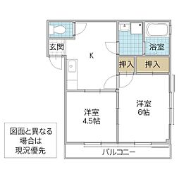 レジデンス八幡 2Kの間取図画像