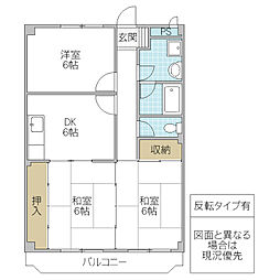 カーム栗原C 3DKの間取図画像