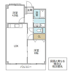 グランヒルズ備前町 2LDKの間取図画像