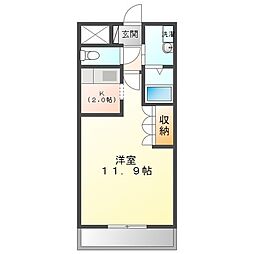 シェルルーY's 1Kの間取図画像