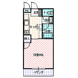 サングレース見和 1Kの間取図画像