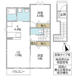 カーサ・スペランツァB 2LDKの間取図画像