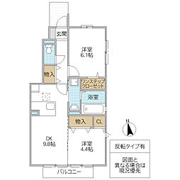 ファセリアB 2DKの間取図画像