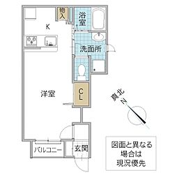 レーガベーネ田彦3 ワンルームの間取図画像