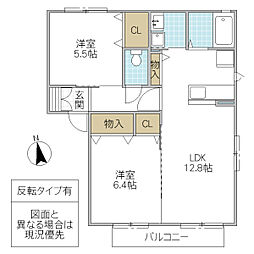 イーストガーデンE 2LDKの間取図画像