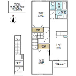 アドニスプラース 2LDKの間取図画像