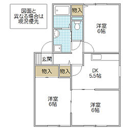 レジデンス岩田 3DKの間取図画像