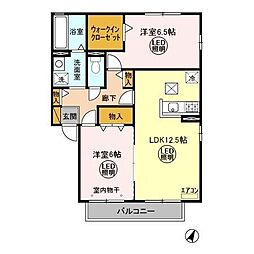 サイプレスA 2LDKの間取図画像