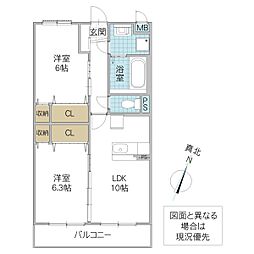 プライムステージ 2LDKの間取図画像