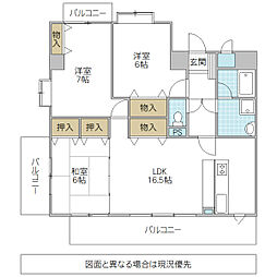 ミオ・パラッツォ水戸 3LDKの間取図画像