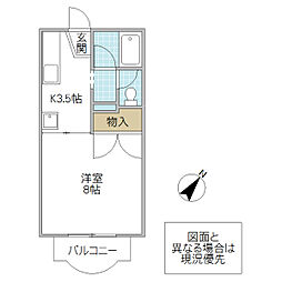 エンジェルヒルズ・マミ 1Kの間取図画像