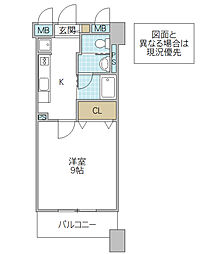 フォーライフネオ水戸 1Kの間取図画像